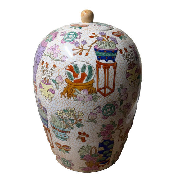 Large Decorative Lidded Vase CPC Macau – Handpainted Oriental‎ Style 12